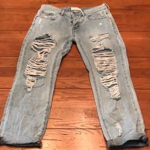 Pacsun denim ripped cuffed Boyfriend capris